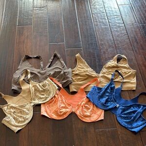 Soma 40D Women's Lace and Smooth Bra Set - Blue, Orange, Gold, Brown. Like New